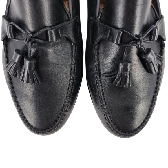 Allen Edmonds Italian Dress Shoes Men 8 Butter Soft Black Leather Tassel Loafers - Picture 2 of 13